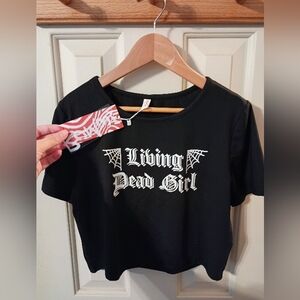 ROMWE - Women's Black 'Living Dead Girl' Crop Top - Sz S - NWT
